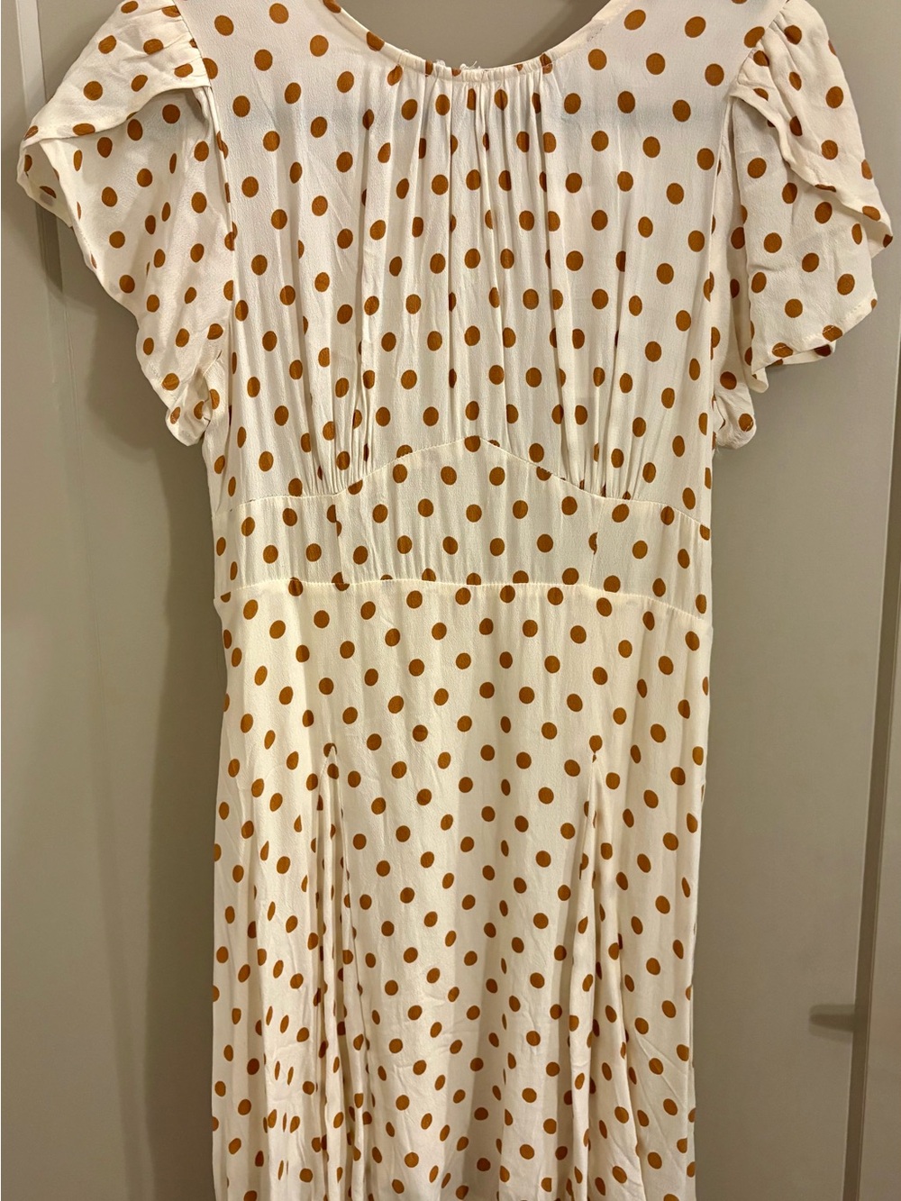 Workshop Republic Clothing Cream Dress with Mustard Polka Dots